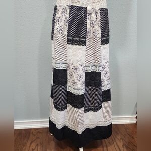 Patchwork Maxi Skirt - Black and White